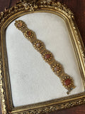 Antique Filigree Bracelet with Carnelian Glass Cabochons