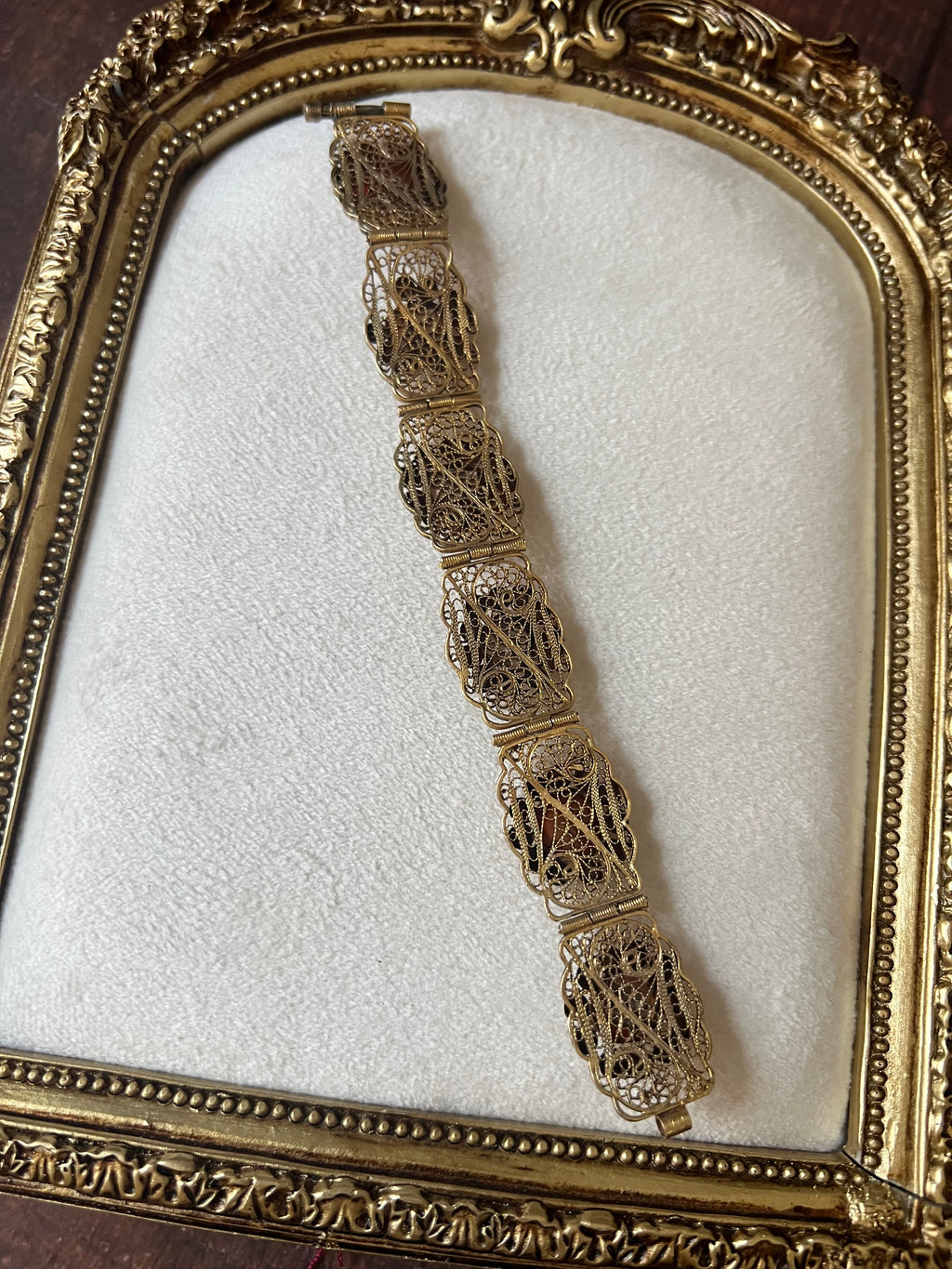 Antique Filigree Bracelet with Carnelian Glass Cabochons