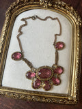 Rare 1910s Czech Pink Glass Statement Necklace
