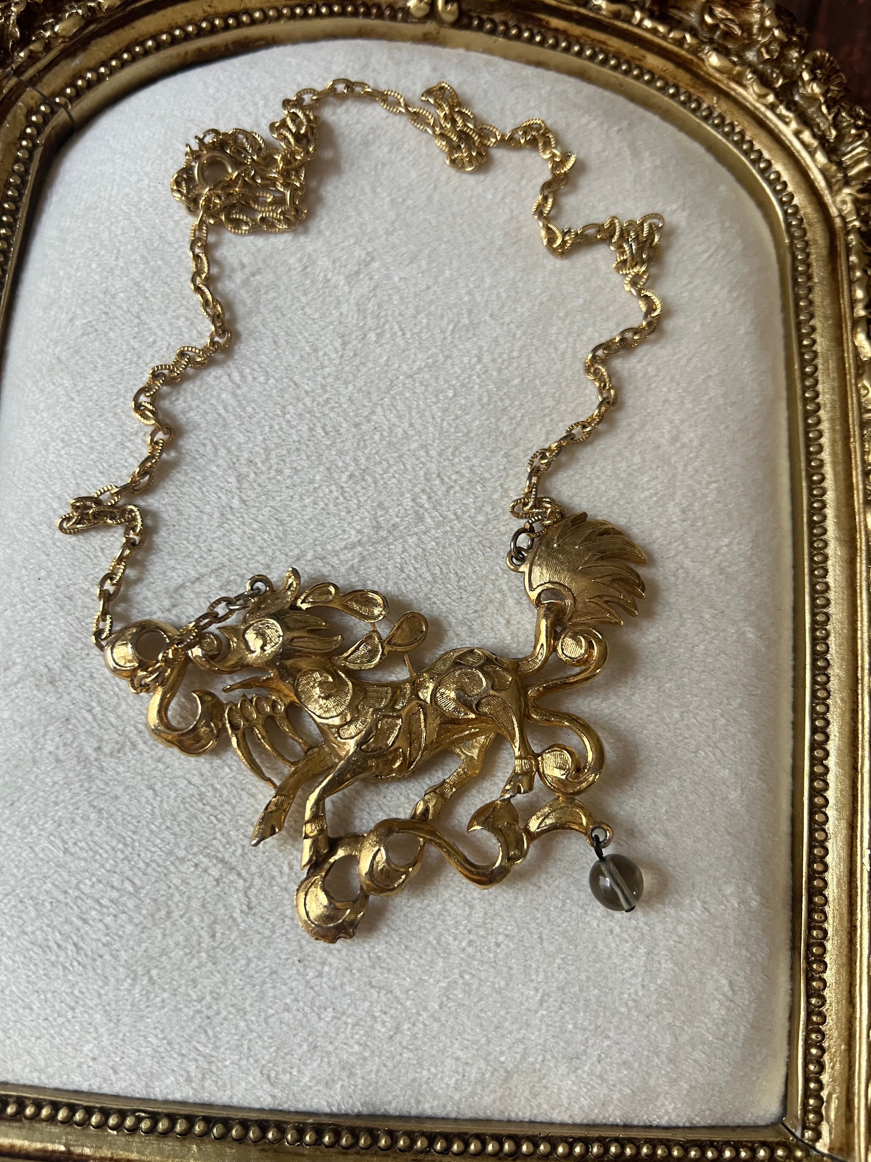 Vintage Asian Mythical Qilin Necklace