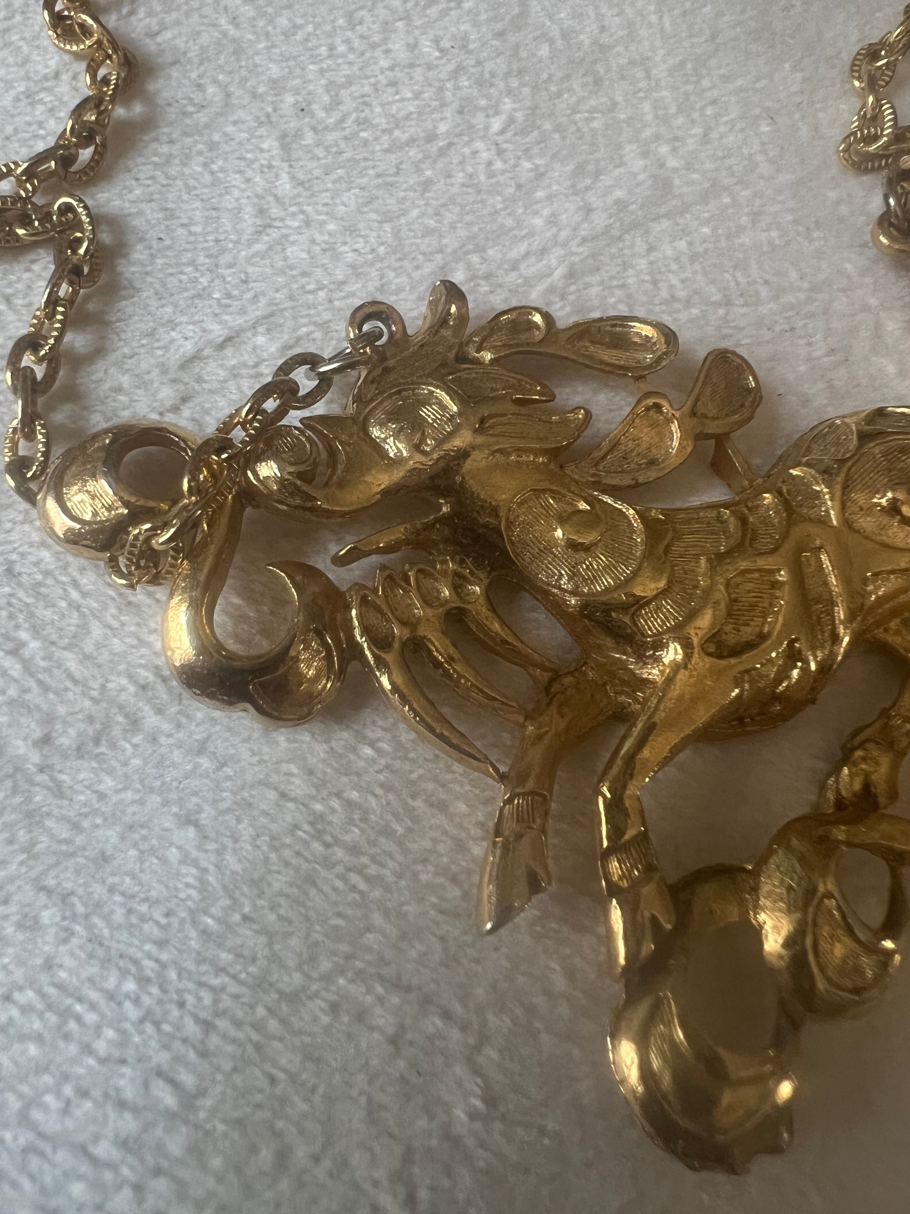 Vintage Asian Mythical Qilin Necklace