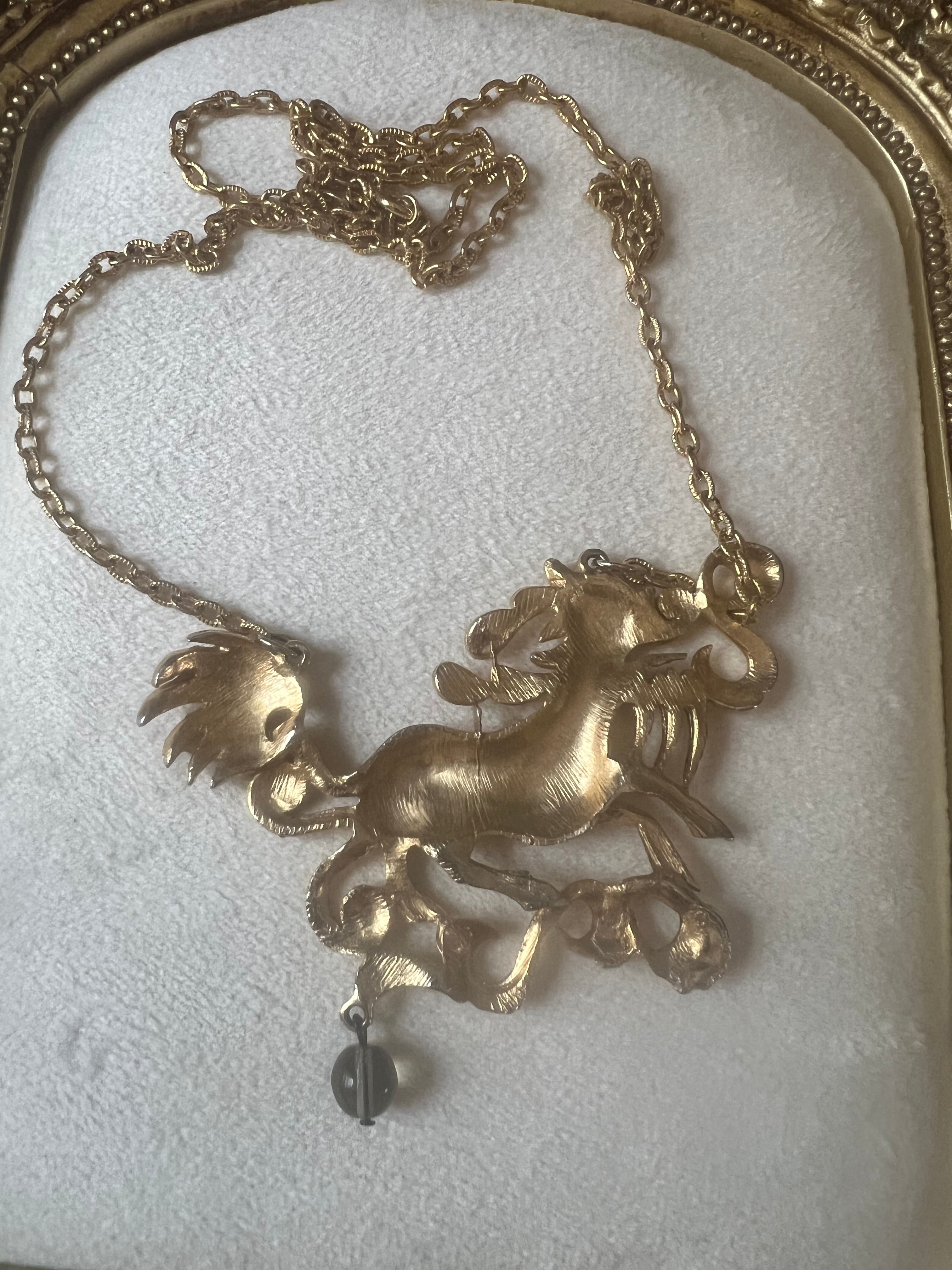 Vintage Asian Mythical Qilin Necklace