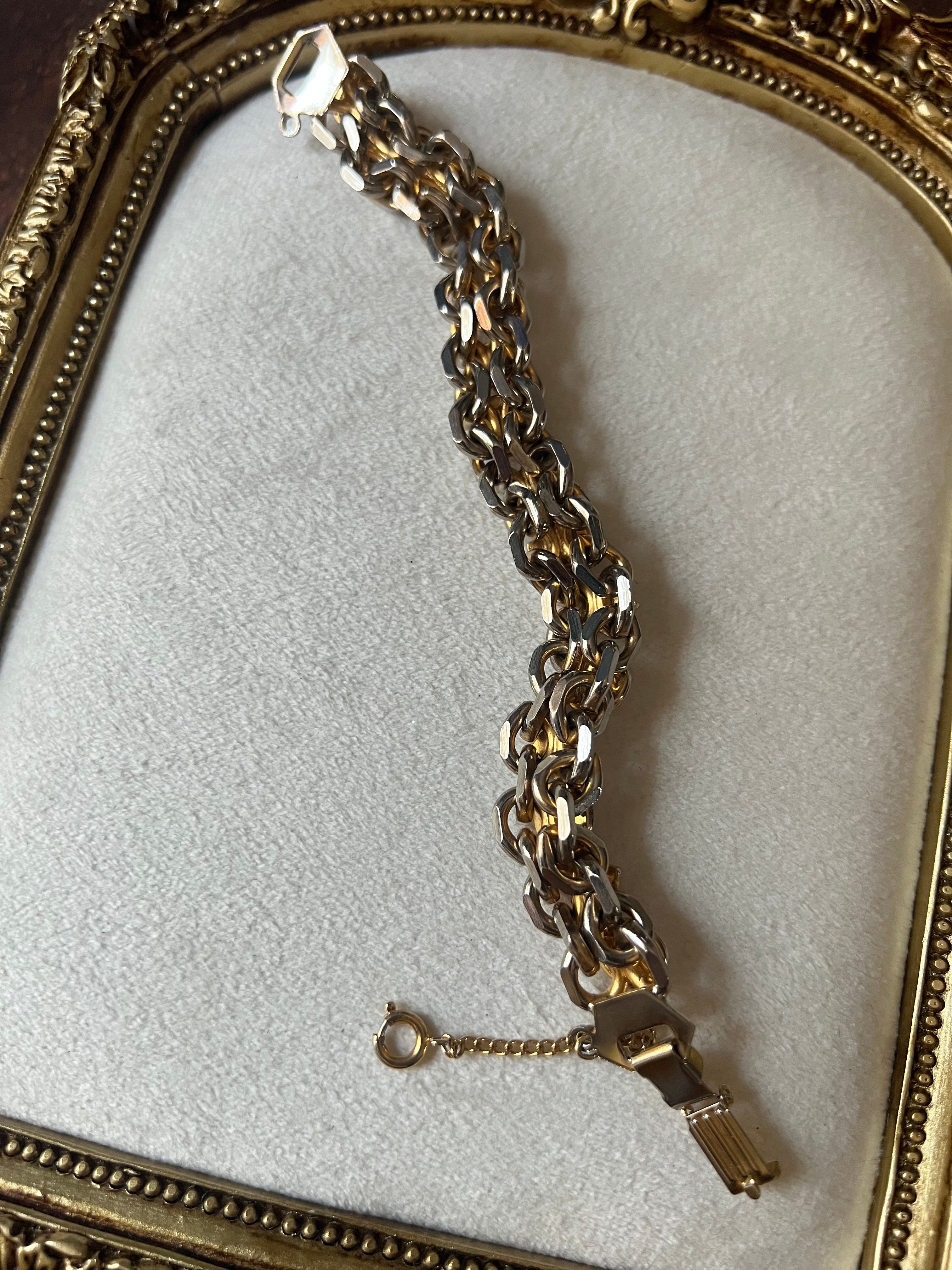 Vintage Pink Cabochon Floral Link Bracelet