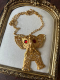 Vintage Juliana Red Rhinestone Elephant Necklace