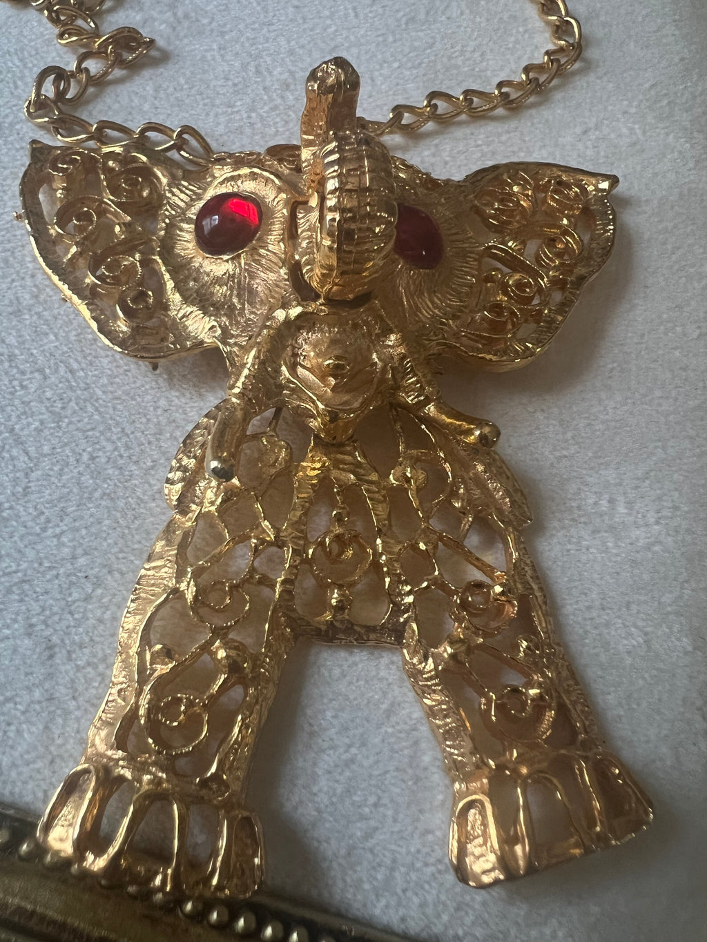 Vintage Juliana Red Rhinestone Elephant Necklace