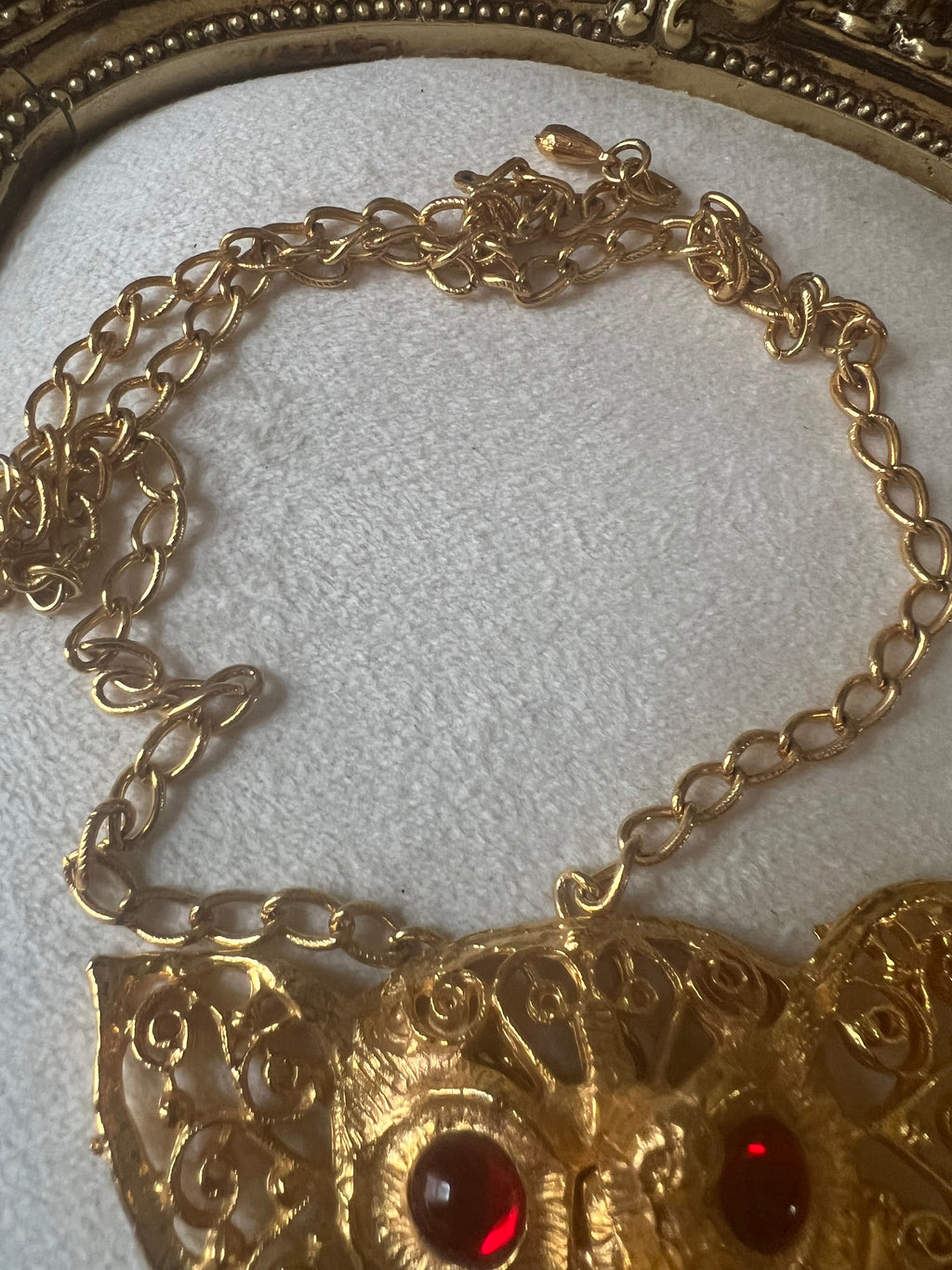 Vintage Juliana Red Rhinestone Elephant Necklace