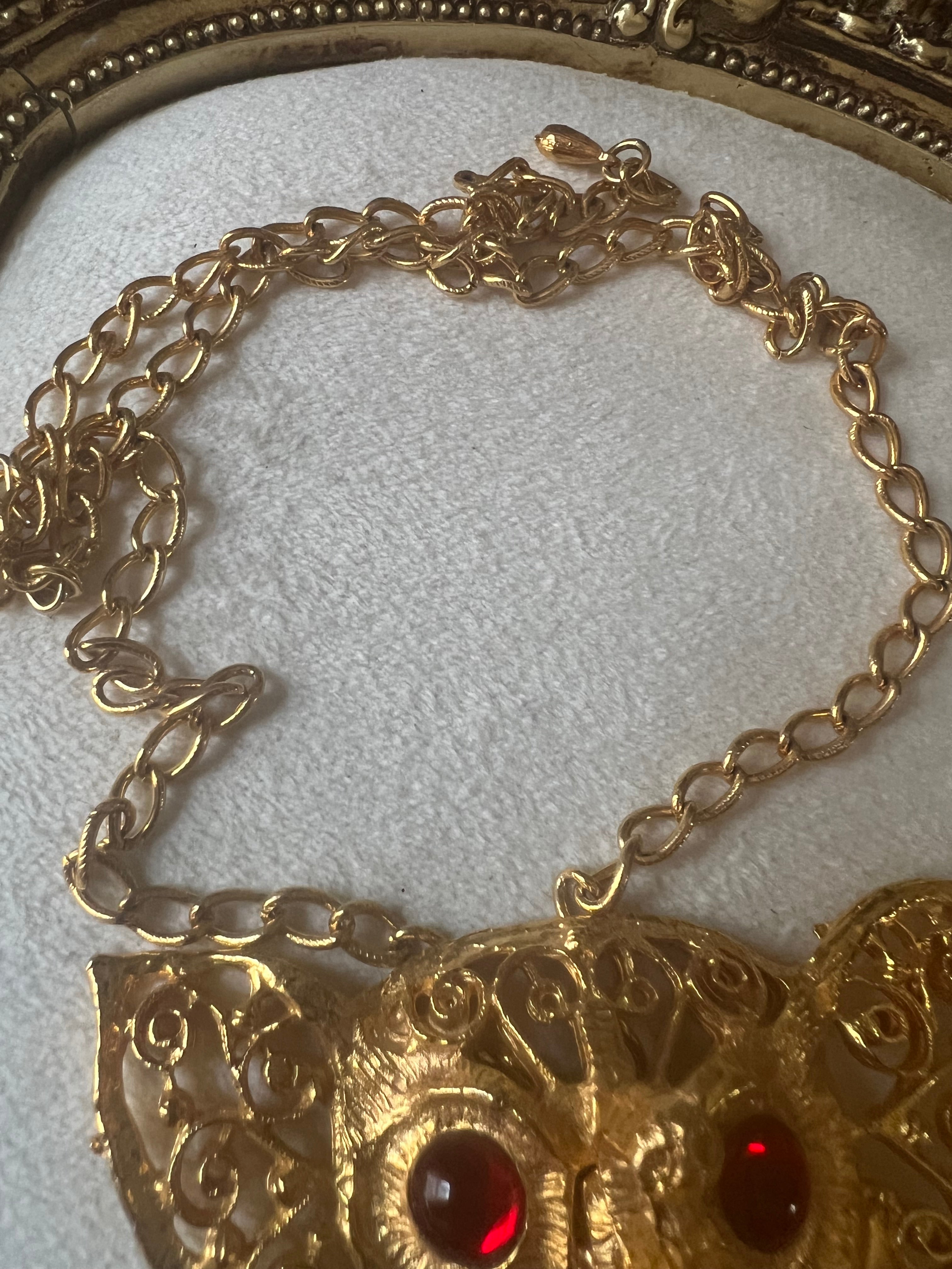 Vintage Juliana Red Rhinestone Elephant Necklace
