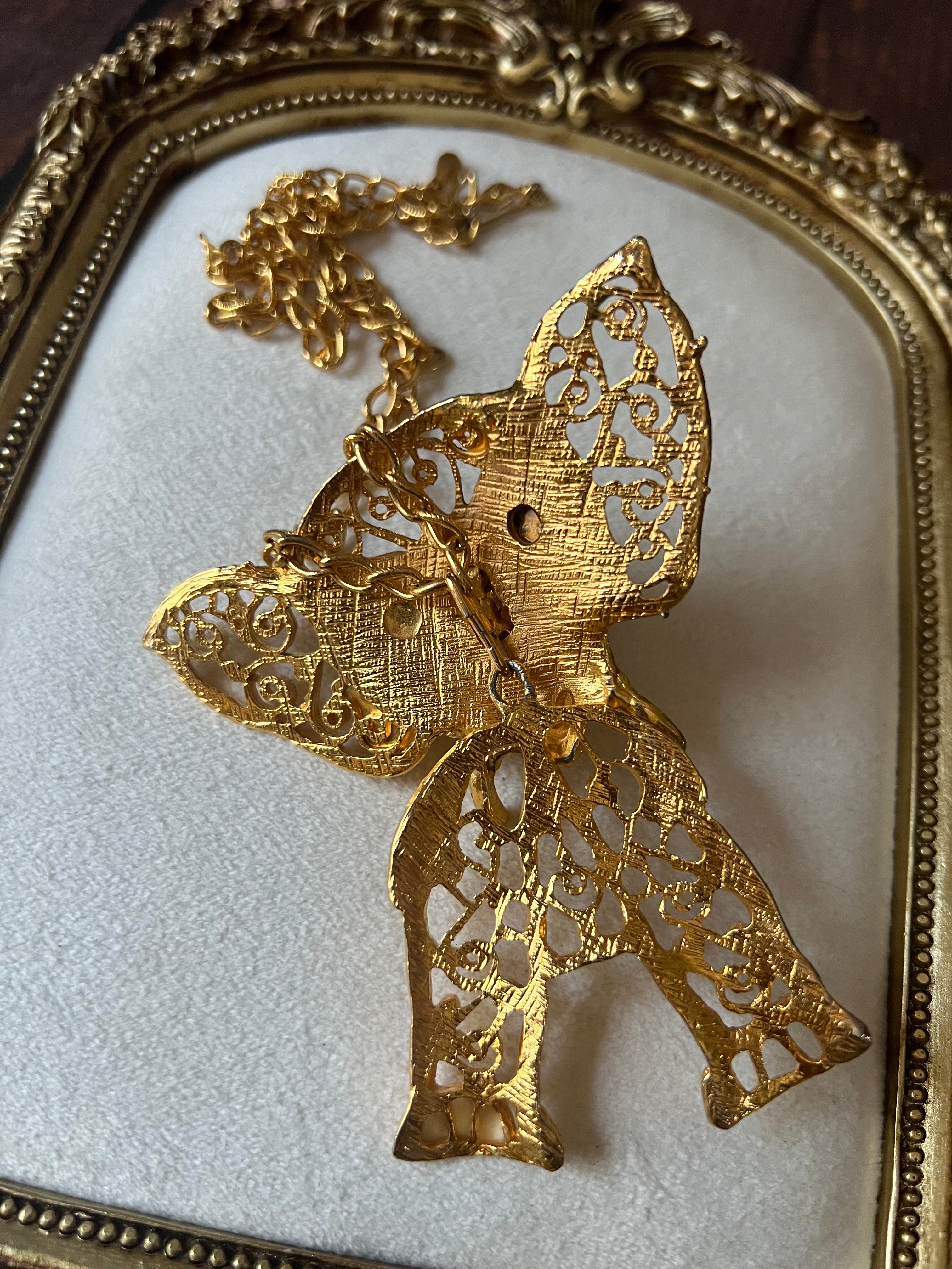 Vintage Juliana Red Rhinestone Elephant Necklace