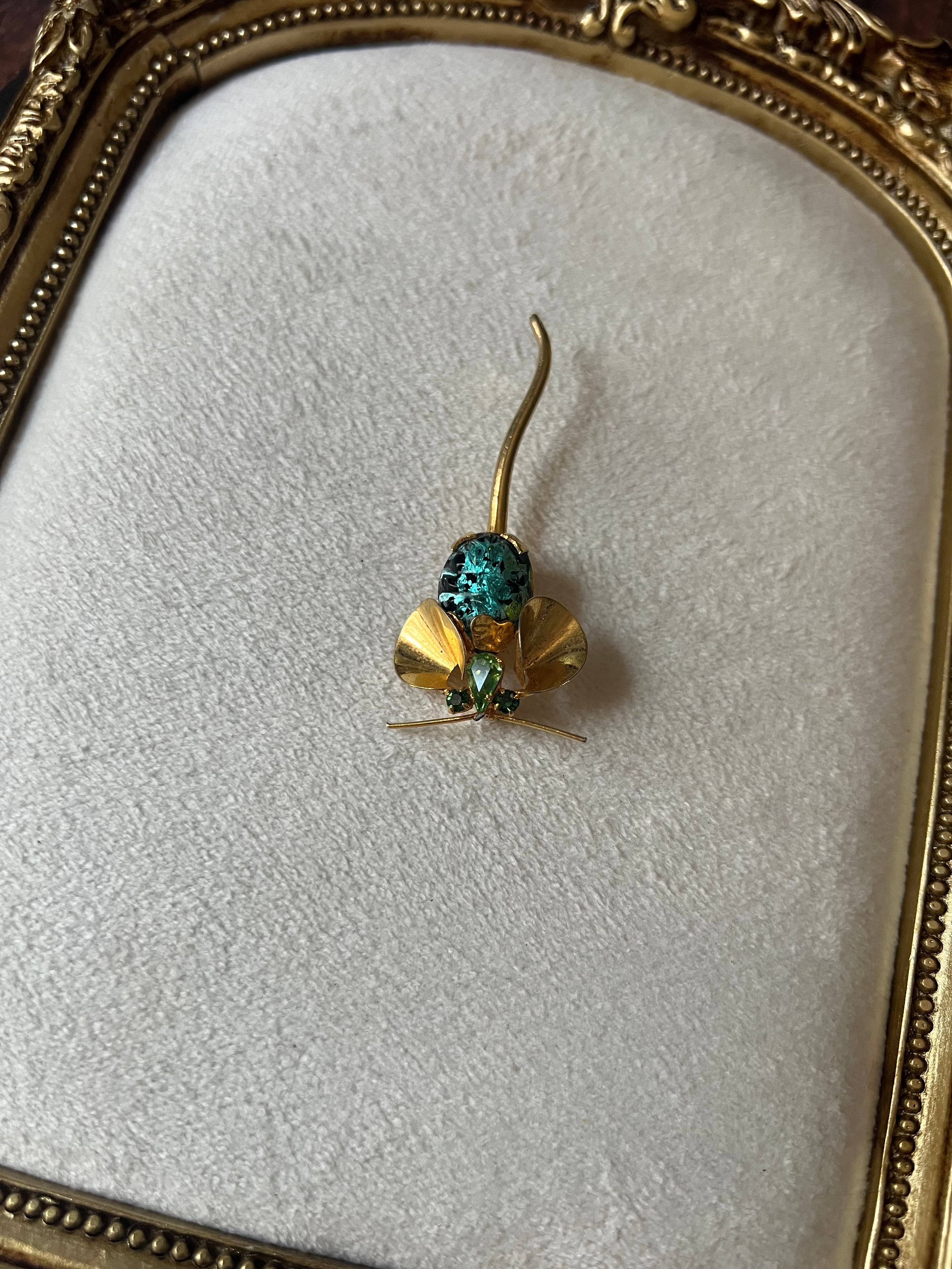 Vintage Austria Rhinestone Mouse Pin