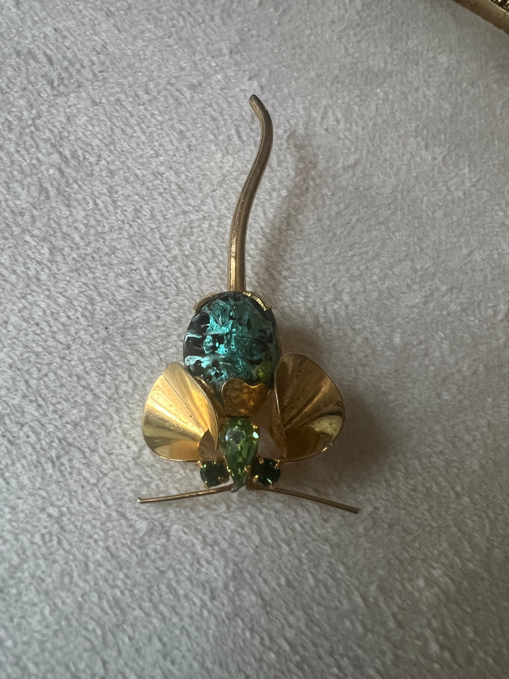 Vintage Austria Rhinestone Mouse Pin