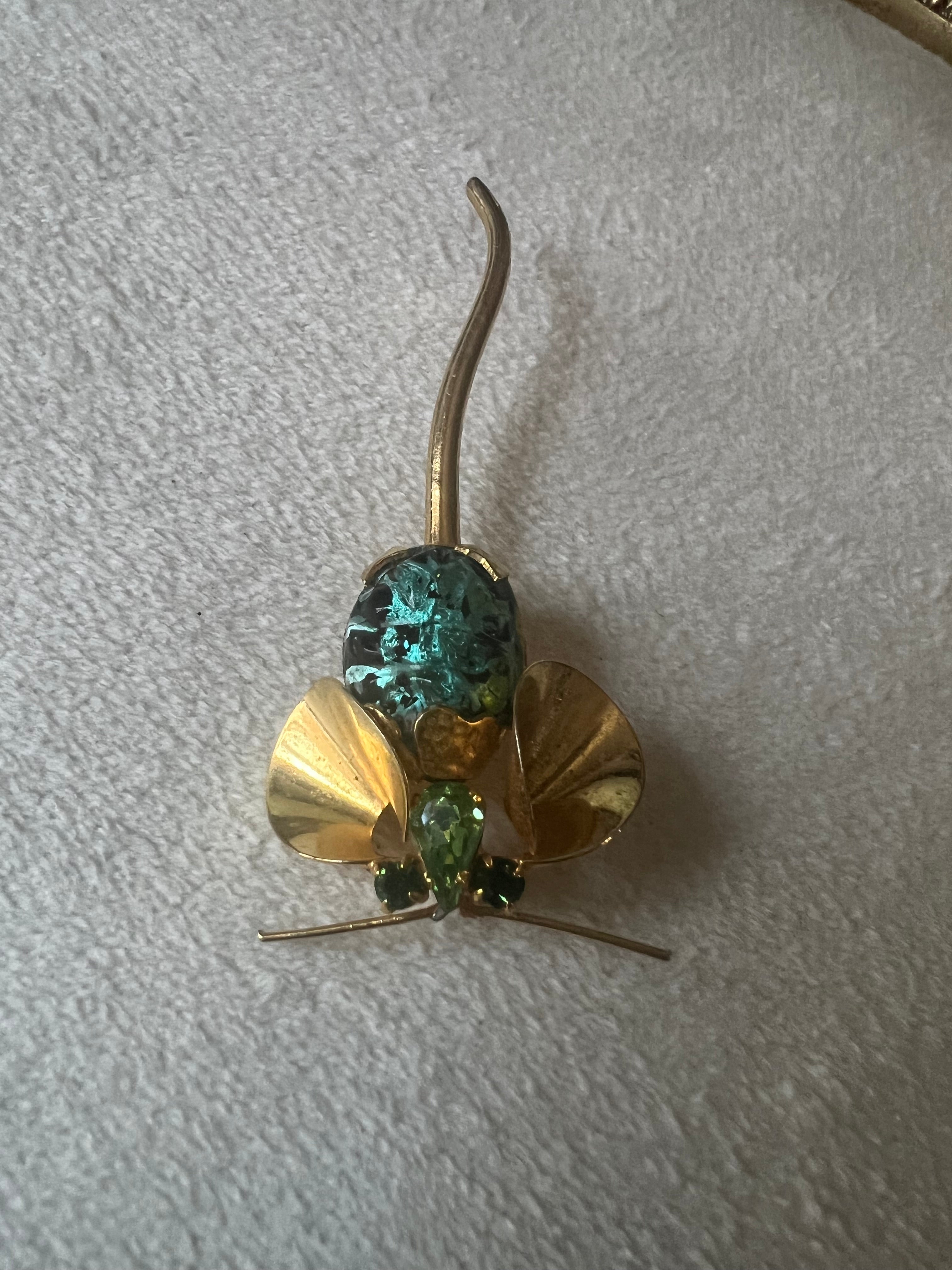Vintage Austria Rhinestone Mouse Pin