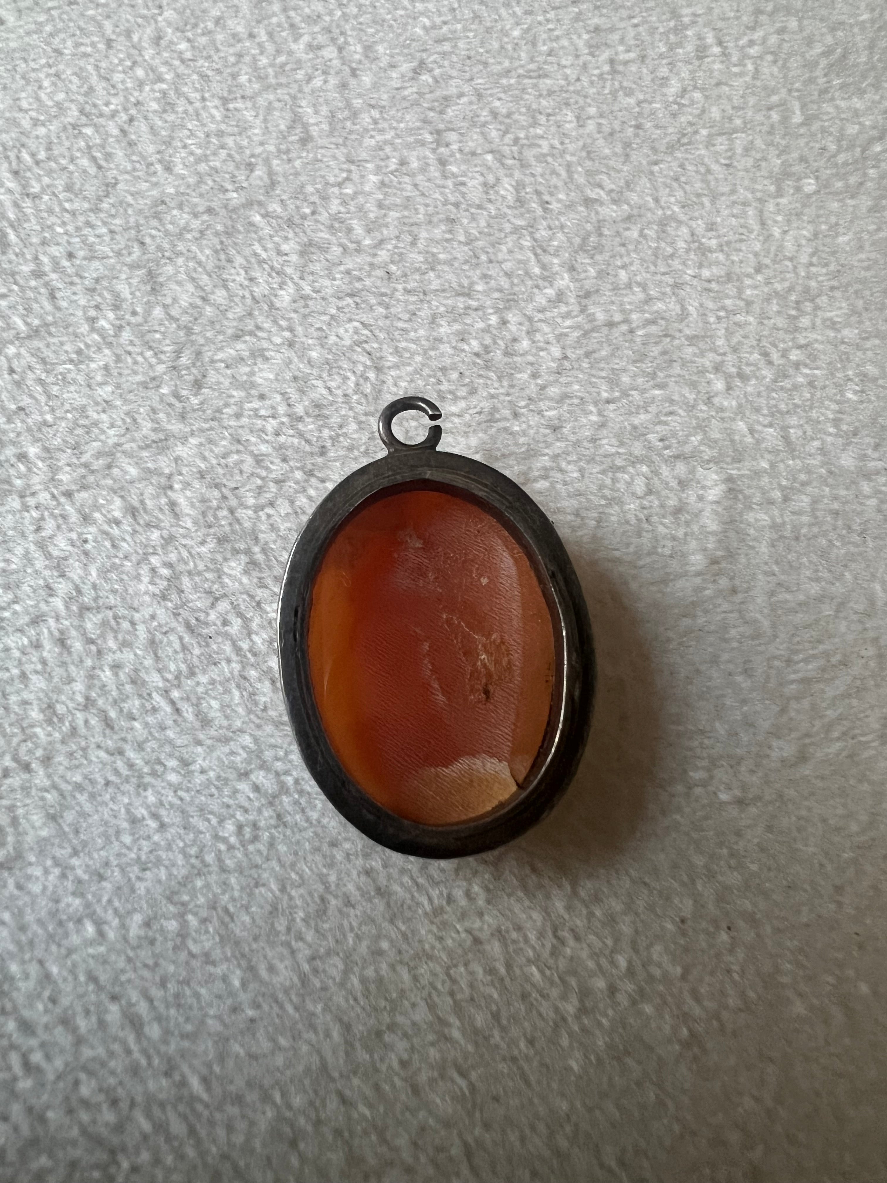 Antique Sterling Silver Shell Cameo Pendant