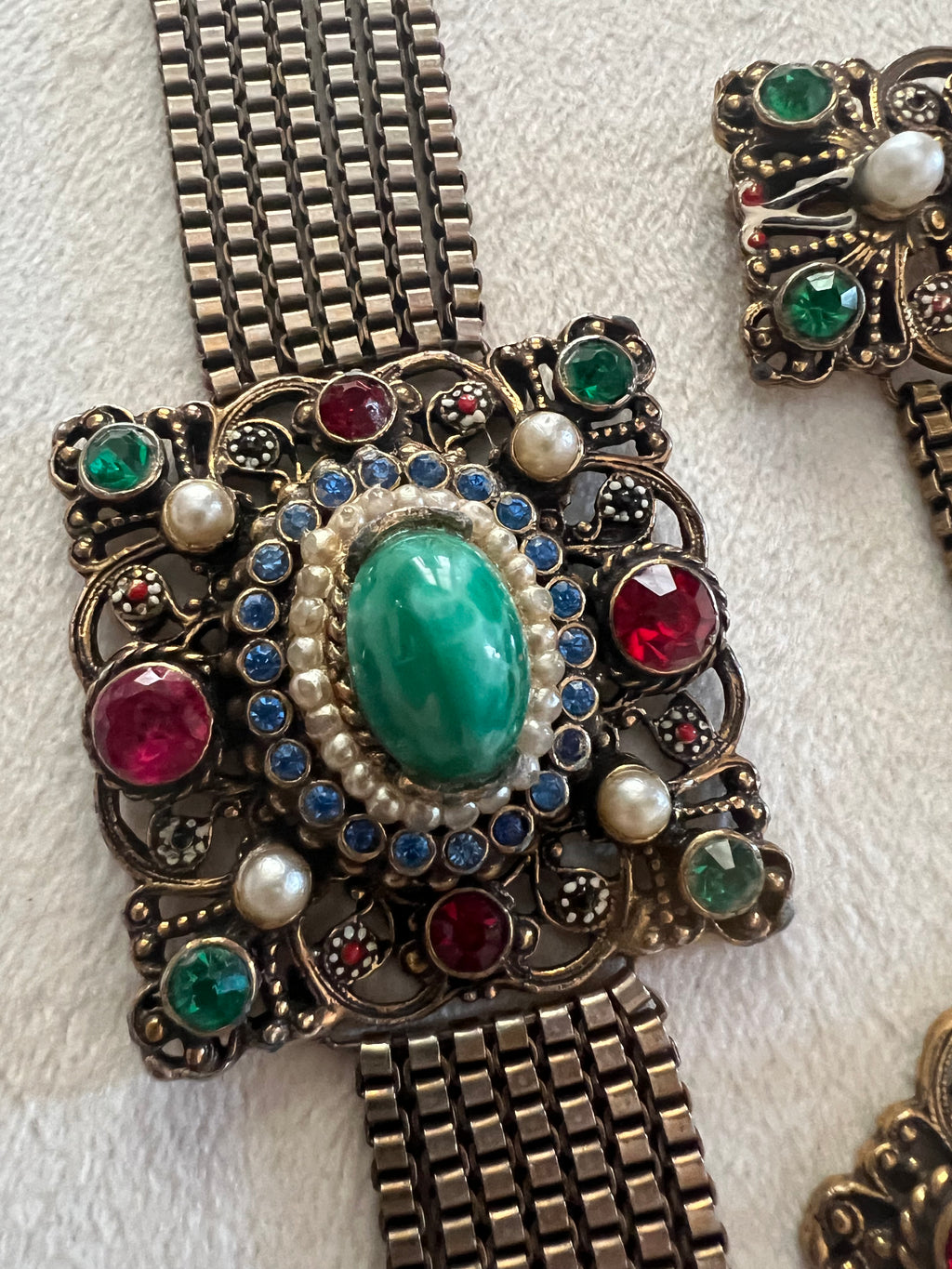 Hollycraft Austro-Hungarian Revival Bracelet & Brooch Set