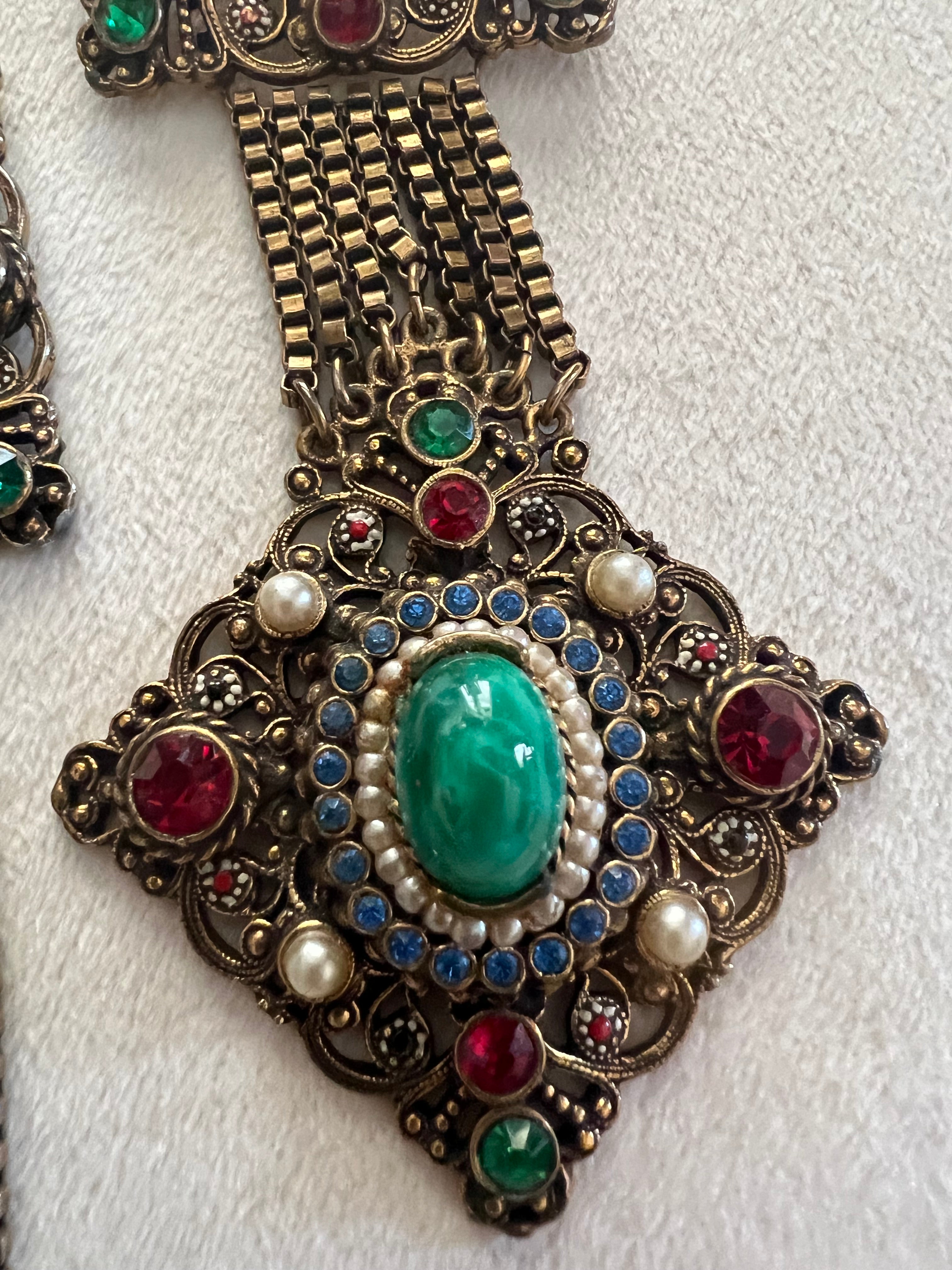 Hollycraft Austro-Hungarian Revival Bracelet & Brooch Set