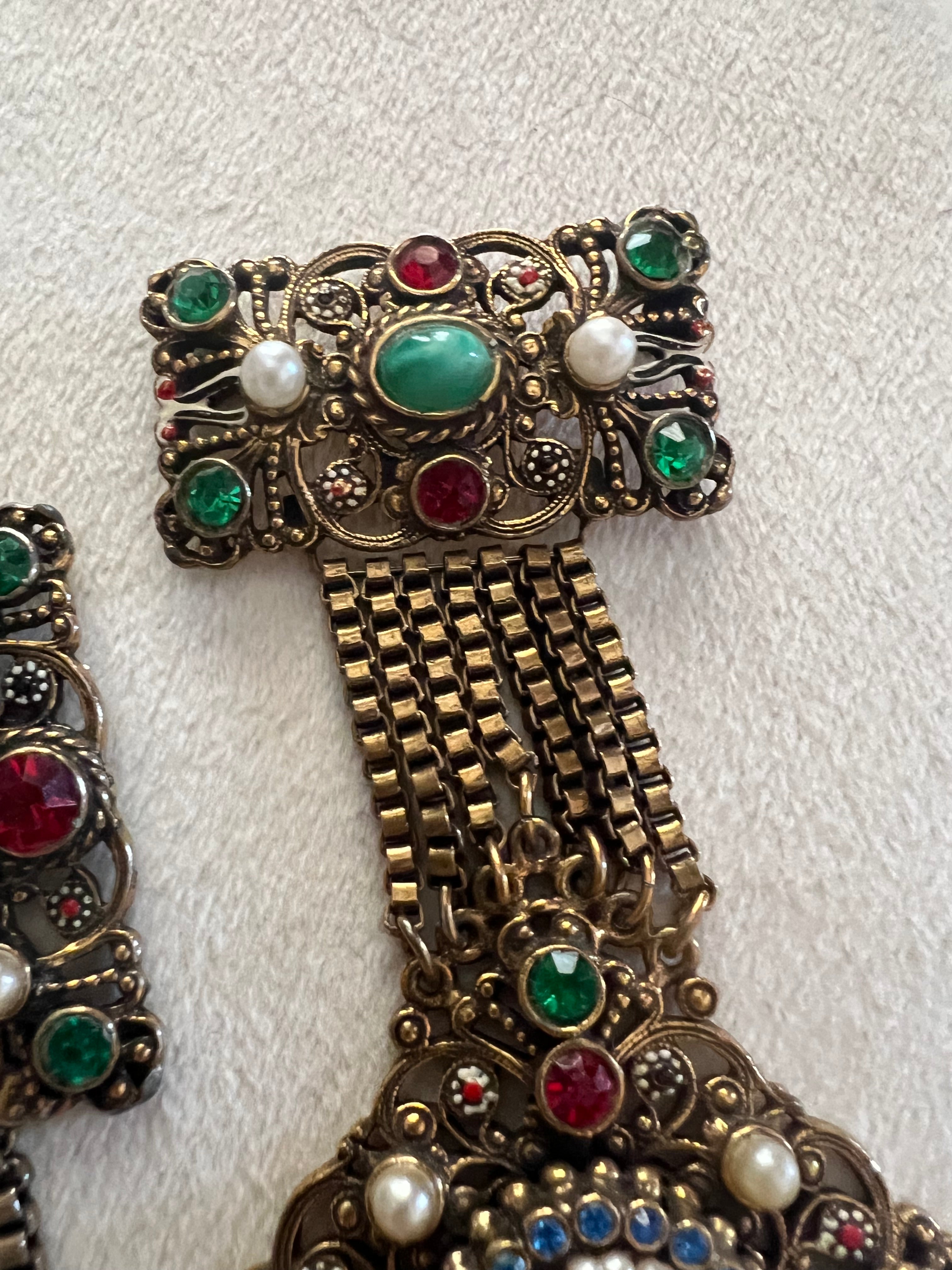 Hollycraft Austro-Hungarian Revival Bracelet & Brooch Set