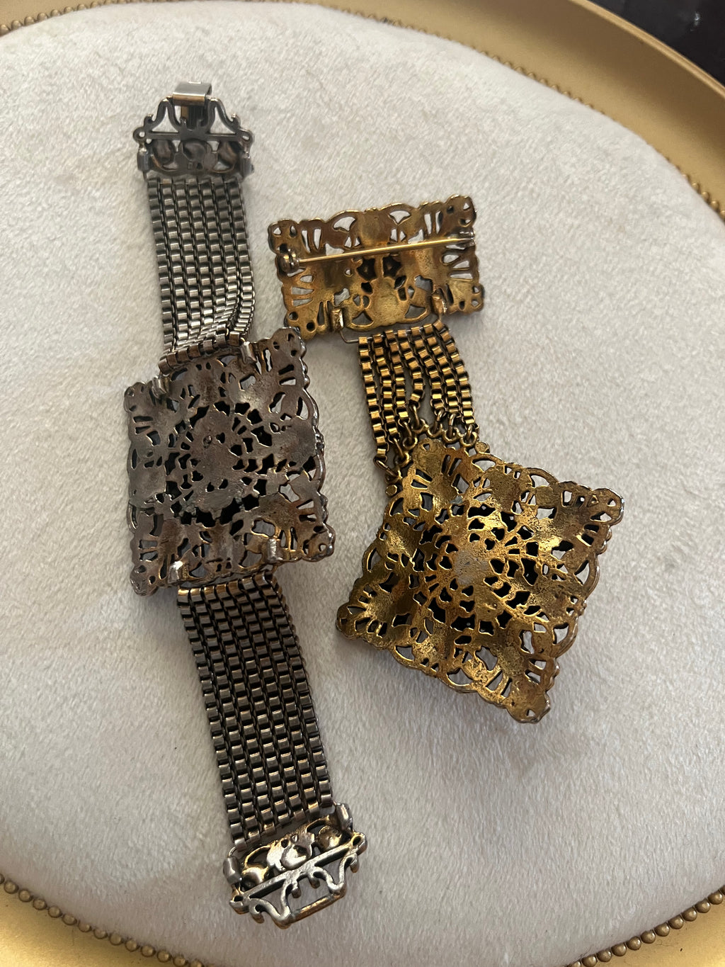 Hollycraft Austro-Hungarian Revival Bracelet & Brooch Set