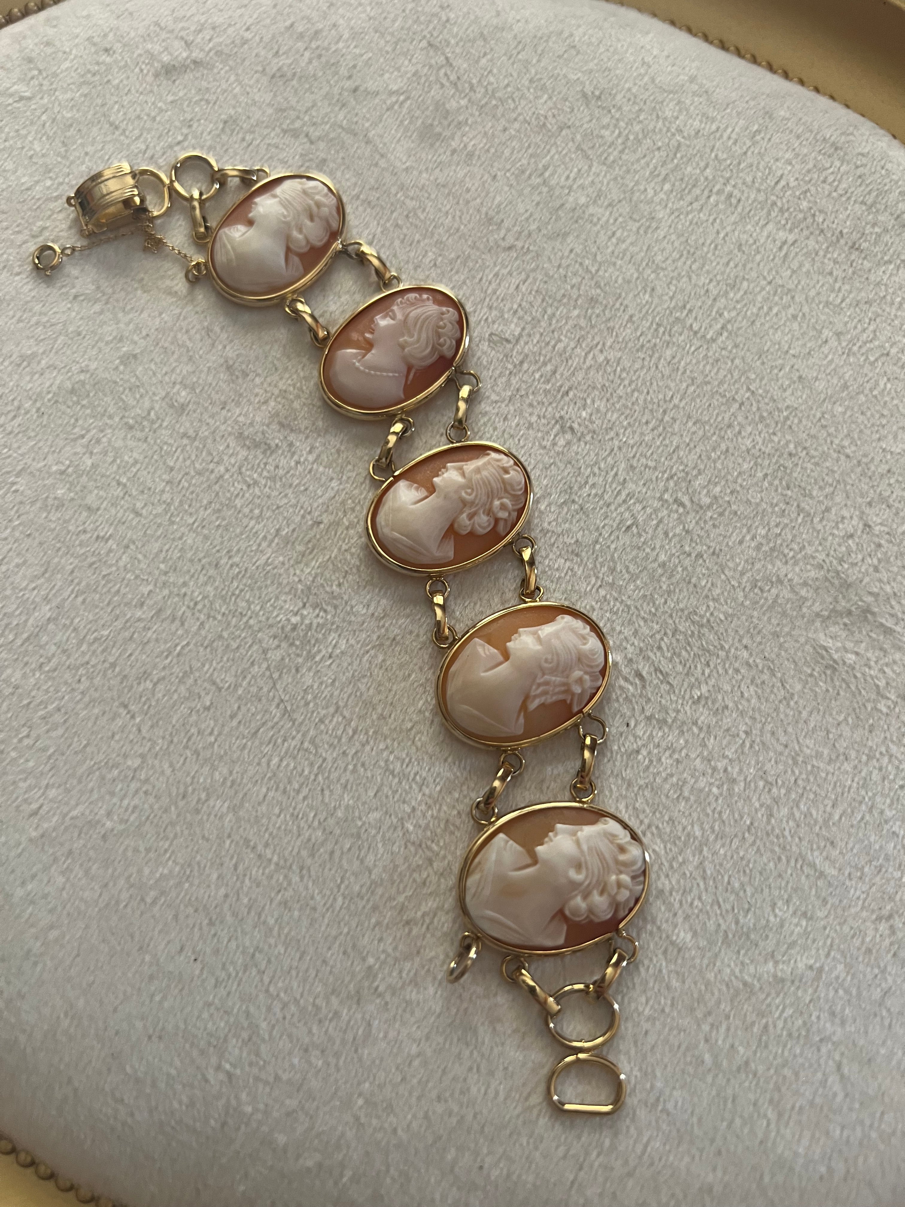 Vintage Gold Filled Cameo Link Bracelet