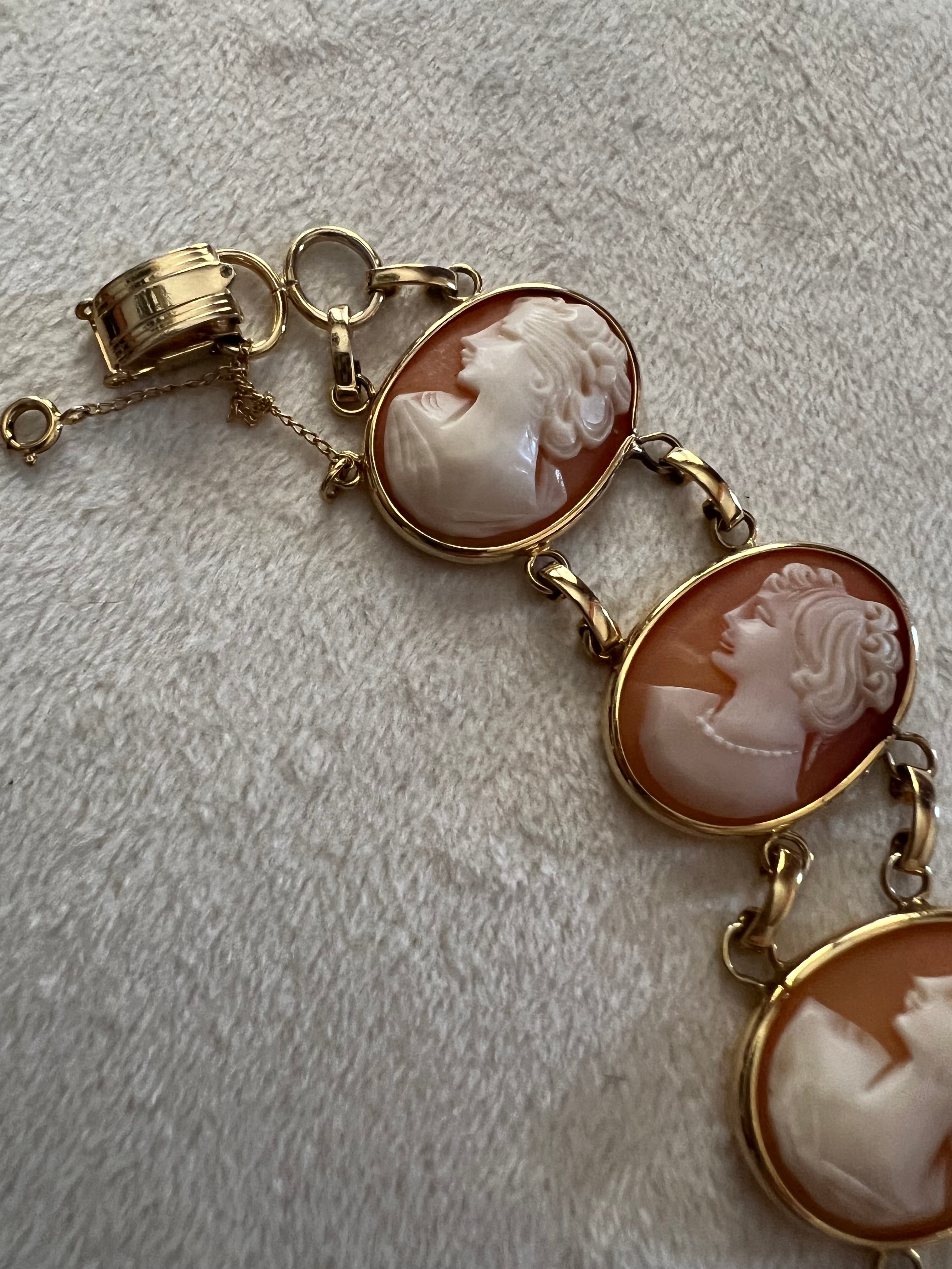 Vintage Gold Filled Cameo Link Bracelet