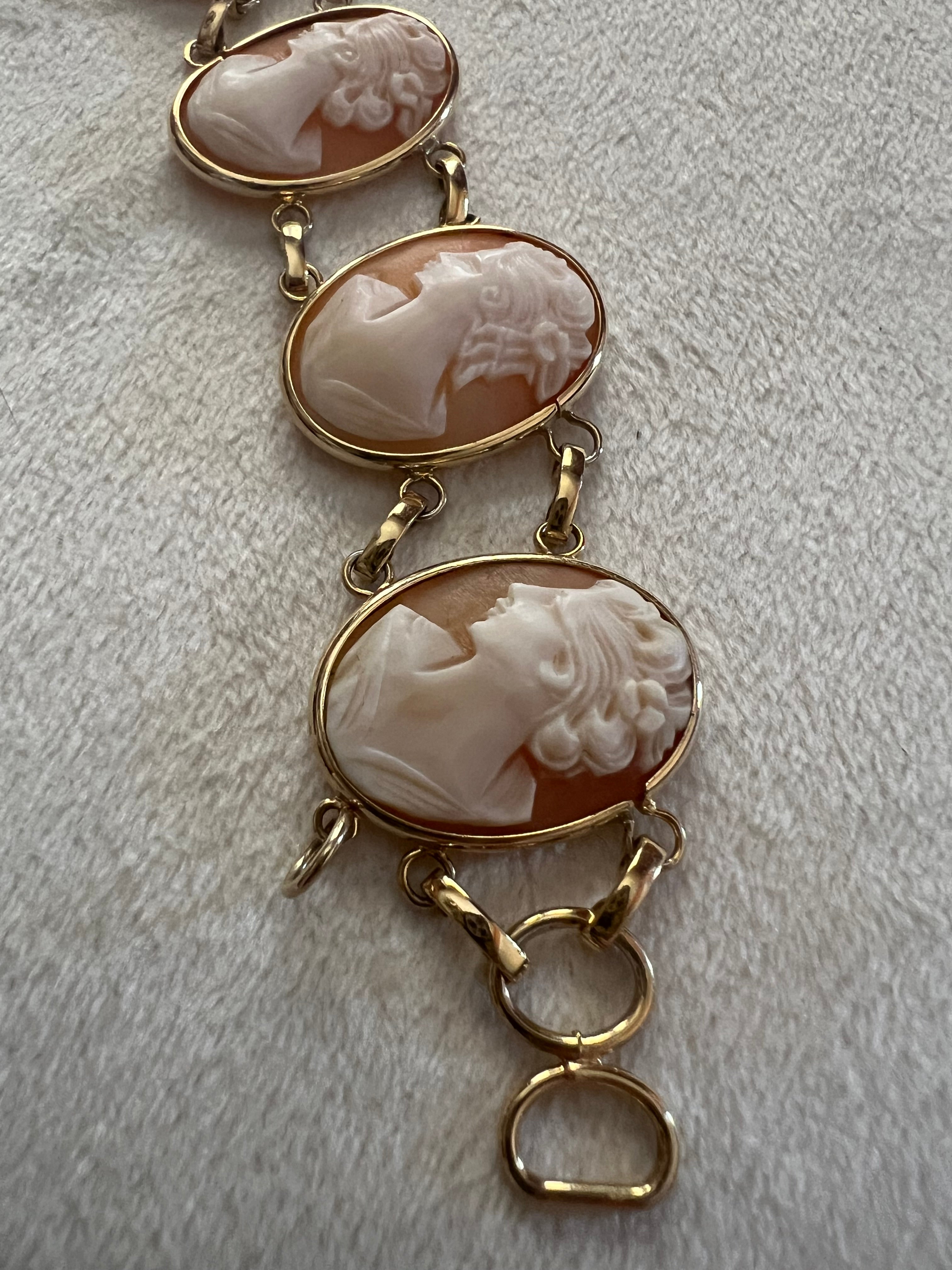 Vintage Gold Filled Cameo Link Bracelet