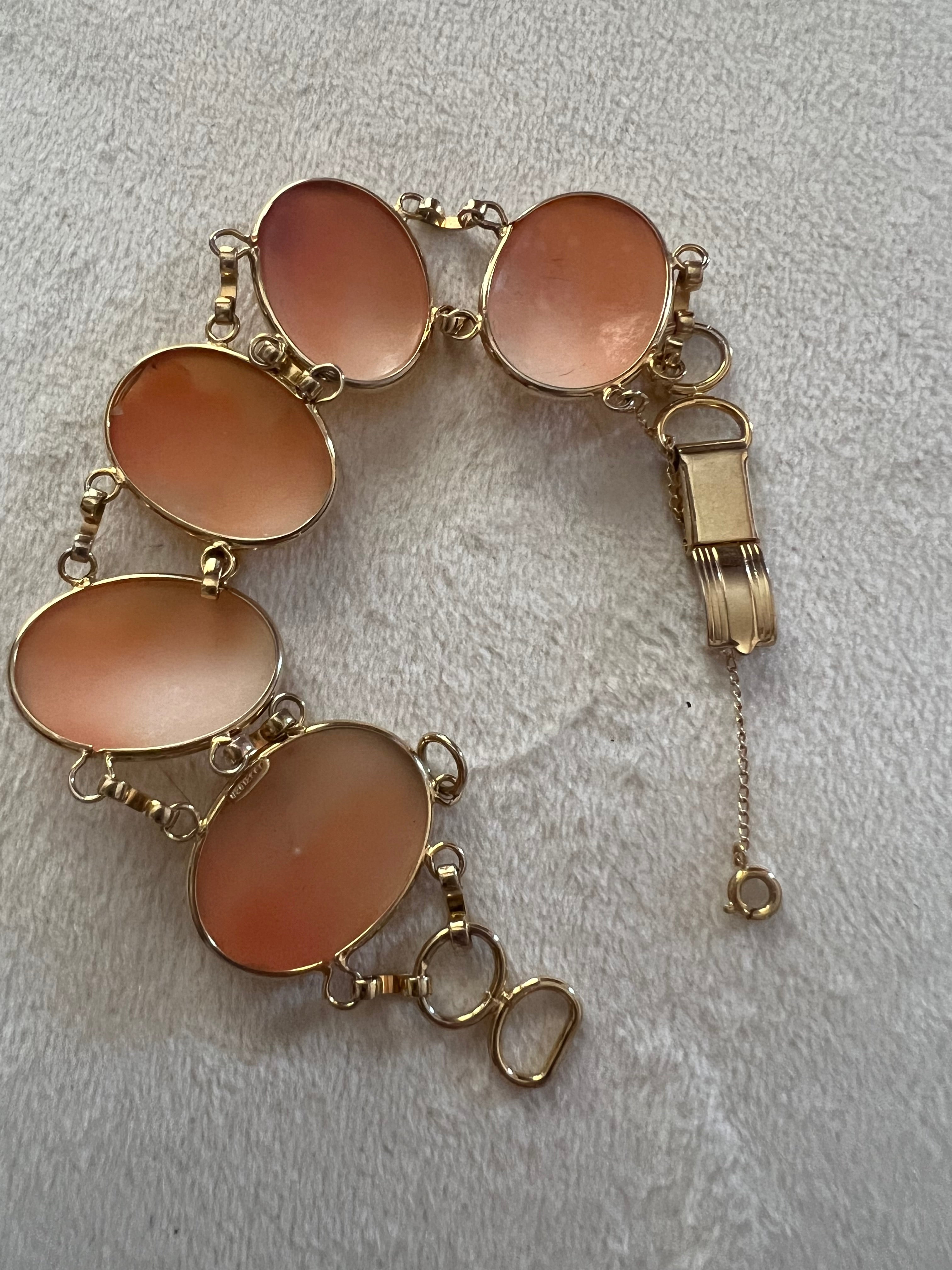Vintage Gold Filled Cameo Link Bracelet